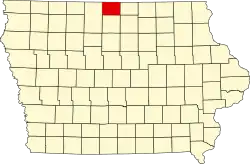 Map of Iowa highlighting Winnebago County