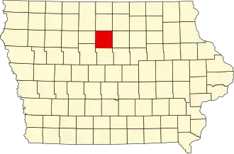 Map of Iowa highlighting Wright County