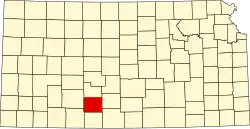 Map of Kansas highlighting Kiowa County