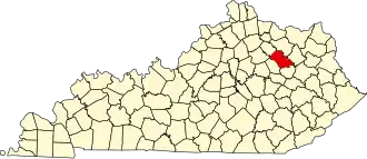 Map of Kentucky highlighting Bath County
