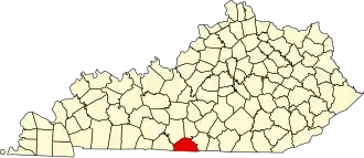 Map of Kentucky highlighting Monroe County