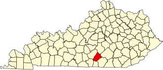Map of Kentucky highlighting Russell County