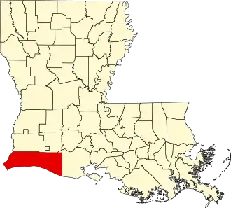Map of Louisiana highlighting Cameron ParishCameron Parish
