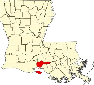 Map of Louisiana highlighting Iberia ParishIberia Parish