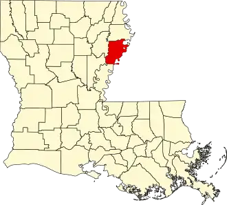 Map of Louisiana highlighting Tensas ParishTensas Parish