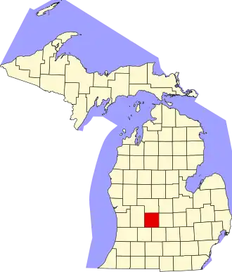 Map of Michigan highlighting Ionia County