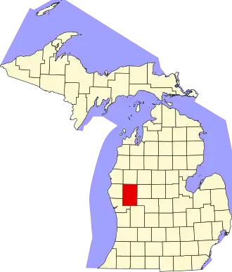 Map of Michigan highlighting Newaygo County