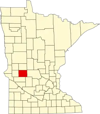 Map of Minnesota highlighting Pope County
