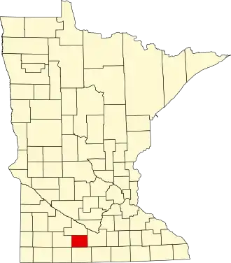 Map of Minnesota highlighting Watonwan County