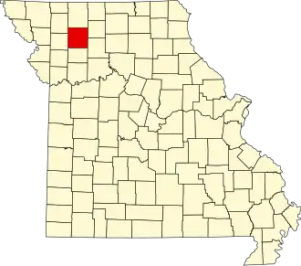 Map of Missouri highlighting Daviess County