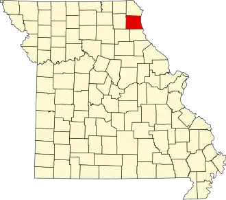 Map of Missouri highlighting Lewis County