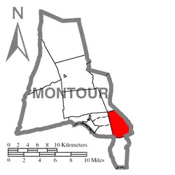 Map of Montour County, Pennsylvania Highlighting Cooper Township