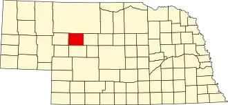 Map of Nebraska highlighting Hooker County