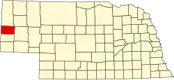 Map of Nebraska highlighting Scotts Bluff County