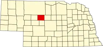Map of Nebraska highlighting Thomas County