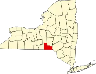 Map of New York highlighting Broome County