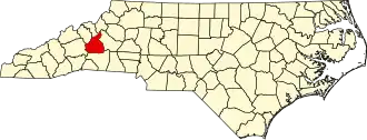Map of North Carolina highlighting McDowell County
