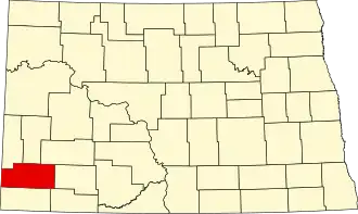 Map of North Dakota highlighting Slope County