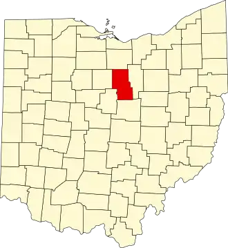 Map of Ohio highlighting Richland County