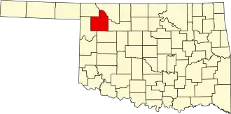 Map of Oklahoma highlighting Woodward County