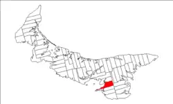 Map of Prince Edward Island highlighting Lot 57