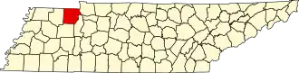 Map of Tennessee highlighting Henry County