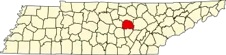 Map of Tennessee highlighting White County