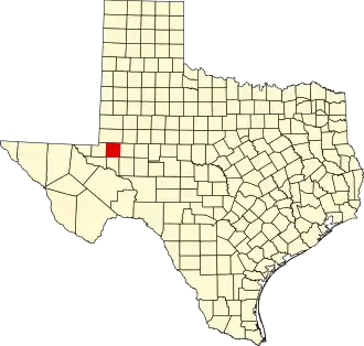 State map highlighting Ector County