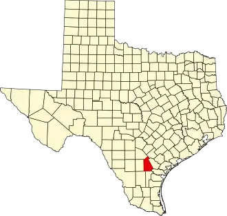 State map highlighting Live Oak County
