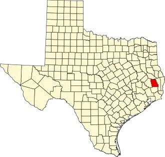 State map highlighting Tyler County