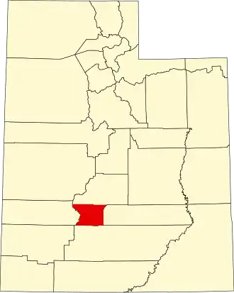 Map of Utah highlighting Piute County