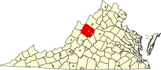 Map of Virginia highlighting Augusta County