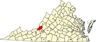 Map of Virginia highlighting Craig County