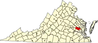 Map of Virginia highlighting New Kent County