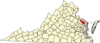 Map of Virginia highlighting Richmond County