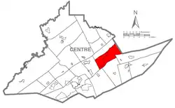 Map of Centre County, Pennsylvania highlighting Walker Township