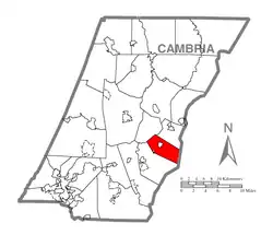 Map of Cambria County, Pennsylvania highlighting Washington Township