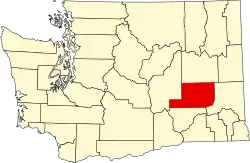 Map of Washington highlighting Adams County