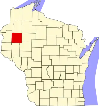 Map of Wisconsin highlighting Barron County