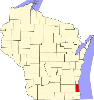 Map of Wisconsin highlighting Milwaukee County