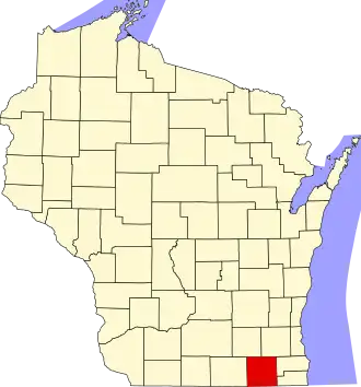 Map of Wisconsin highlighting Walworth County