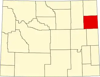Map of Wyoming highlighting Weston County