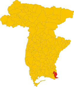 Location of the municipality of Fiumicello Villa Vicentina in the former province of Udine