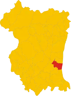 Location of the municipality of Valvasone Arzene in the former province of Pordenone