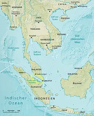 The region around the Strait of Malacca