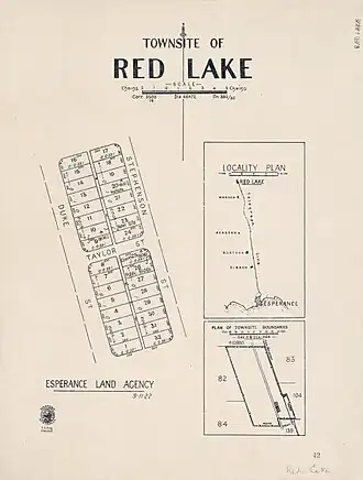 A 1922 map of the townsite of Red Lake