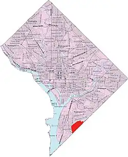 Washington Highlands, highlighted in red