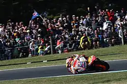 Elbows down technique practised by Marc Márquez during the 2018 Australian motorcycle Grand Prix