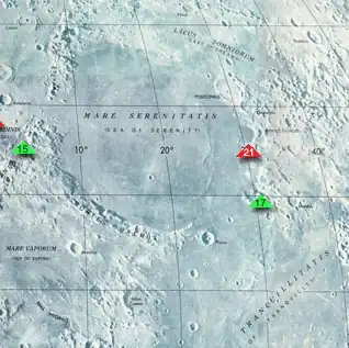 Map of Mare Serenitatis showing the location of Lacus Somniorum in the upper right