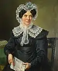 Marie Thérèse Cambier, widow of Joseph J. Le Grelle, painted by Barthélemy Vieillevoye in 1826. Mme Le Grelle holds in her hands a signed letter: "your devoted son Gerard Le Grelle". This is the oldest painting of Le Grelle direct ancestors.